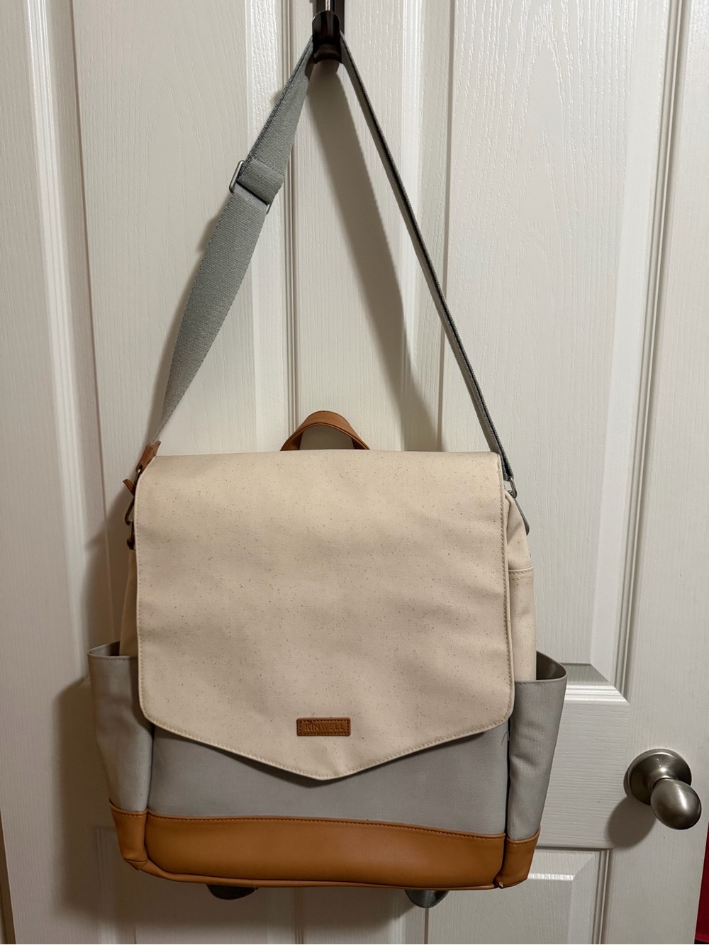 Kinwell Convertible Diaper Bag Backpack Gray Cream Tan